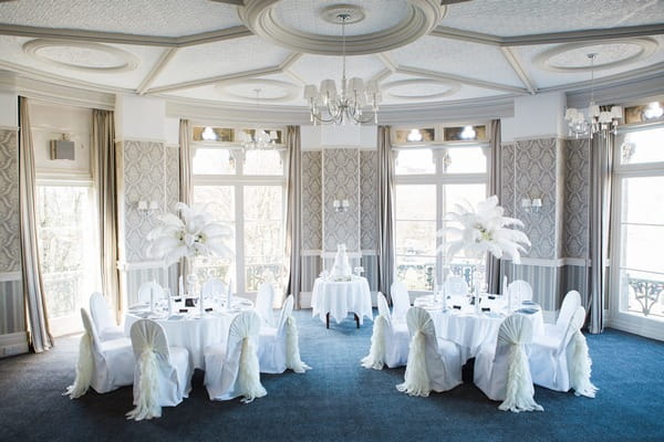 Wedding tables in The Hayward Room at The Duke of Cornwall Hotel