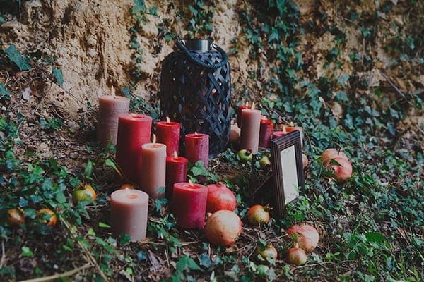 Candles in woods