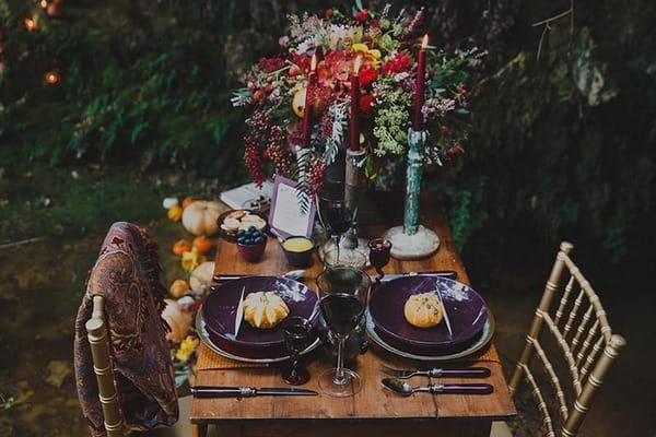 Rustic autumn table display