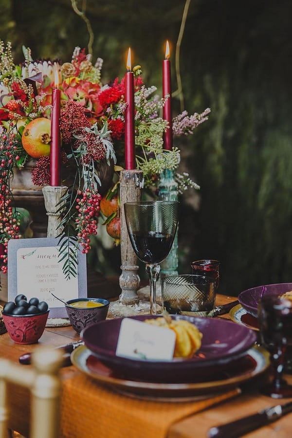 Table candles and autumn styling