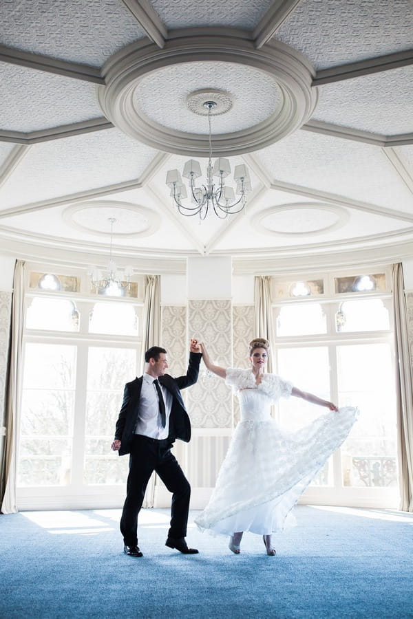 Bride and groom dancing in The Duke of Cornwall Hotel