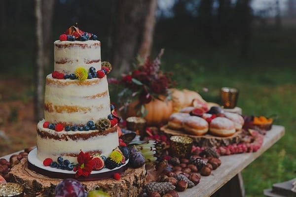 Wedding cake on dessert table