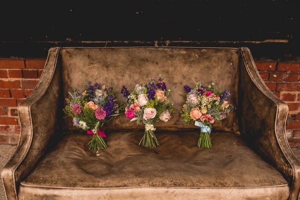 Wedding bouquets on chair