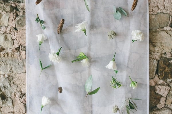 Flowers attached to voile