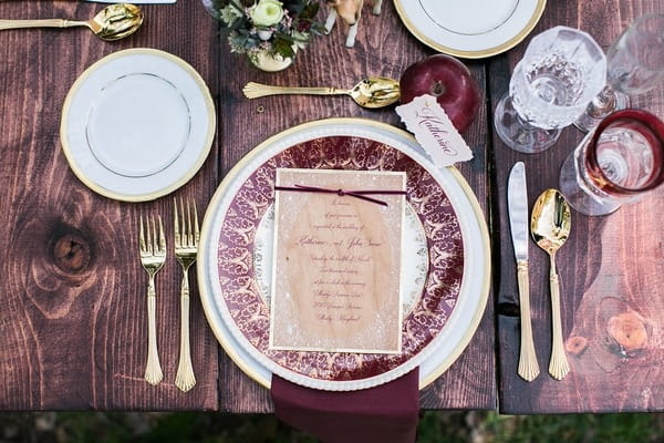 Merlot red place setting styling