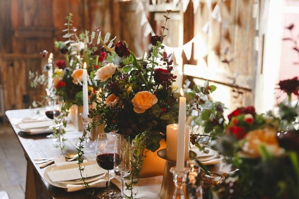 Winter floral table display