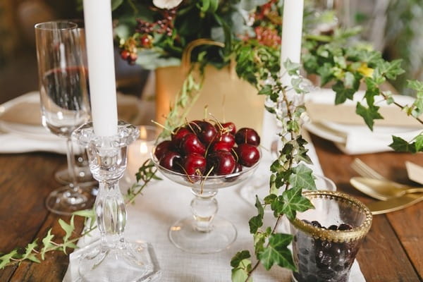 Cherries on wedding table