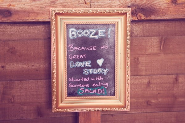 Booze chalkboard sign