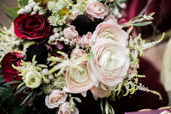 Close-up of winter wedding bouquet