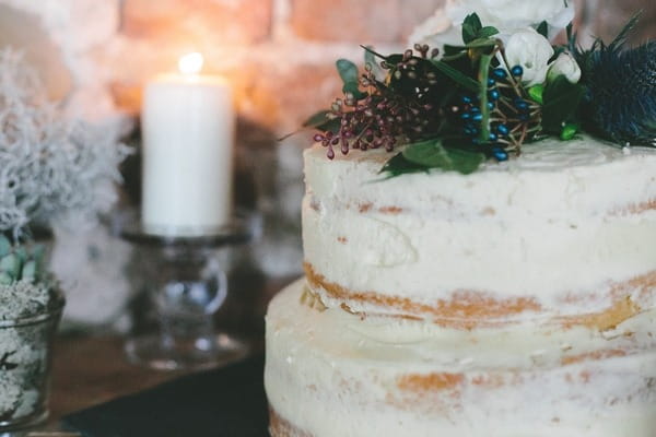 Naked winter wedding cake