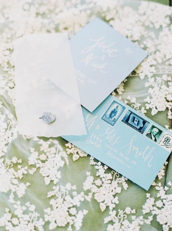 Blue winter wedding stationery