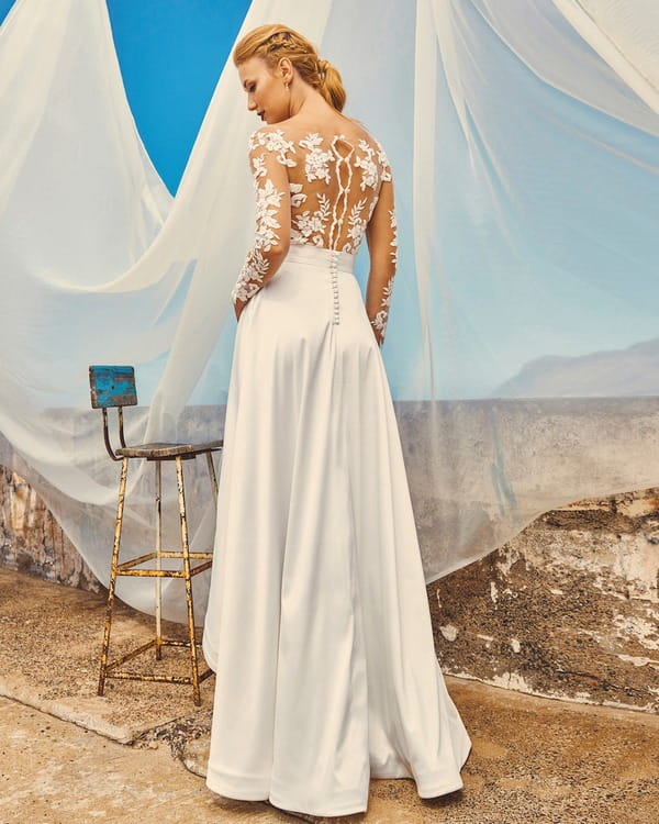 Back of B7417 Chloe Bodice, SK7517 Harper Skirt and T3017 Tara Illusion Top - Elbeth Gillis Milk and Honey 2017 Bridal Collection