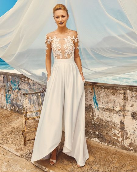 B7417 Chloe Bodice, SK7517 Harper Skirt and T3017 Tara Illusion Top - Elbeth Gillis Milk and Honey 2017 Bridal Collection