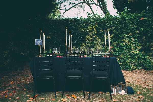 Wedding table with dark styling