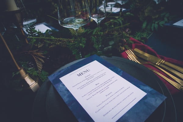 Wedding menu on table