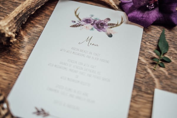 Floral wedding menu