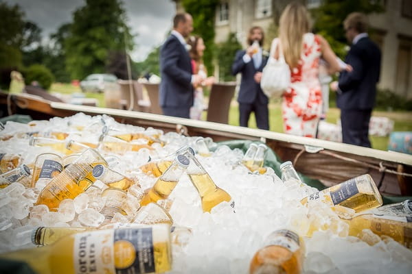 Bottles of Corona in ice bucket