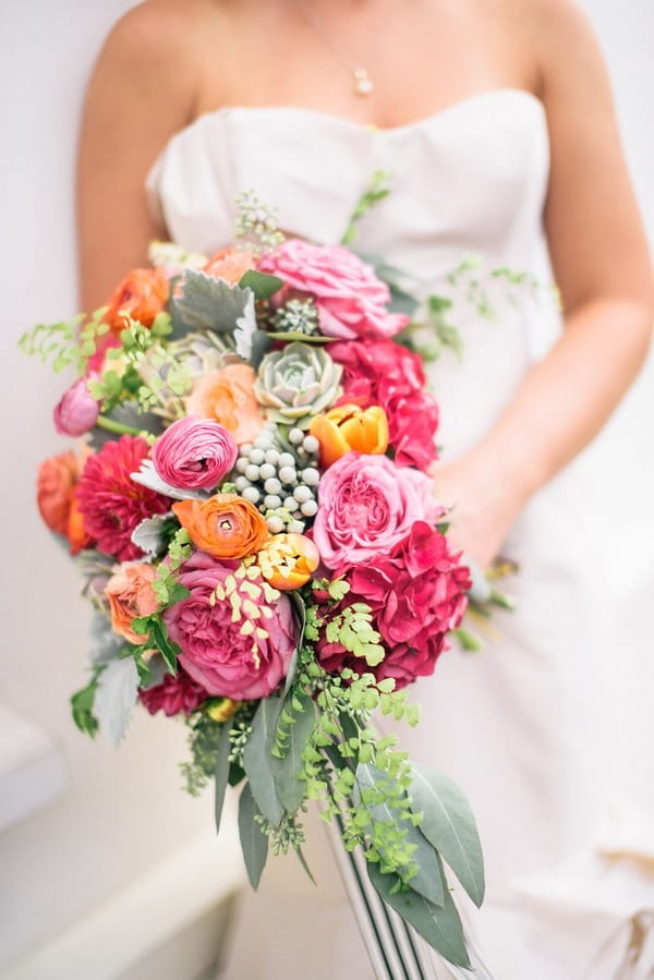 Bright colourful wedding bouquet