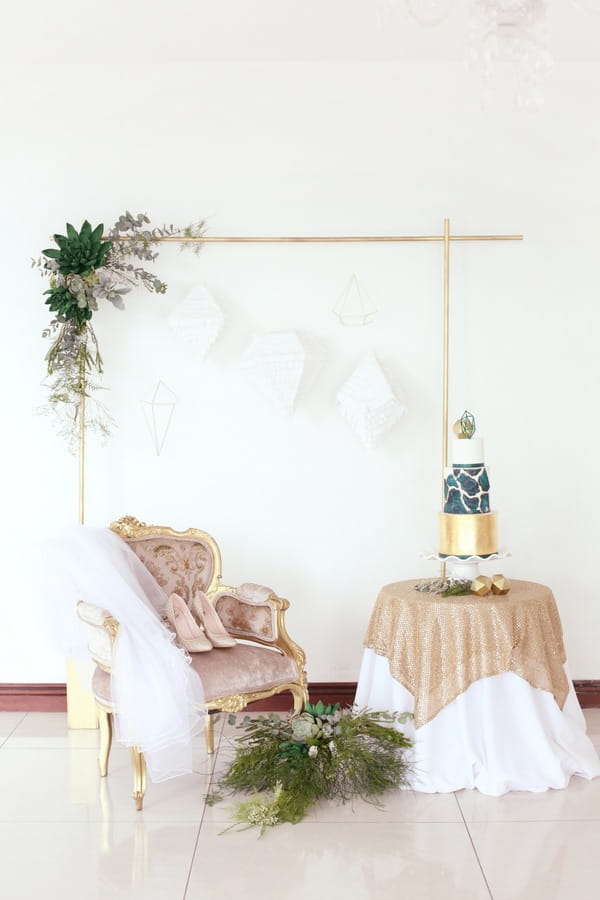Chair and wedding cake table