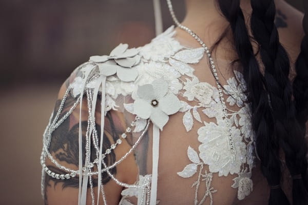 Flower detail on wedding dress