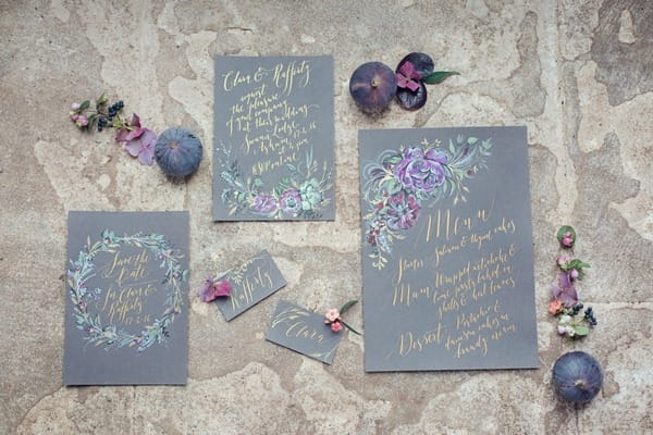 Slate coloured wedding stationery