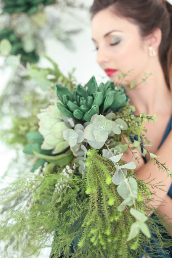 Succulents and foliage bridal bouquet