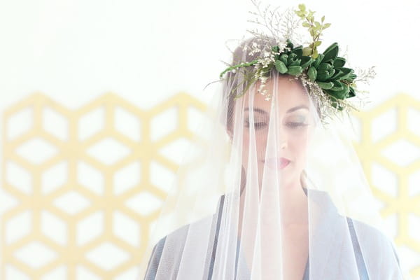 Veil over bride's face