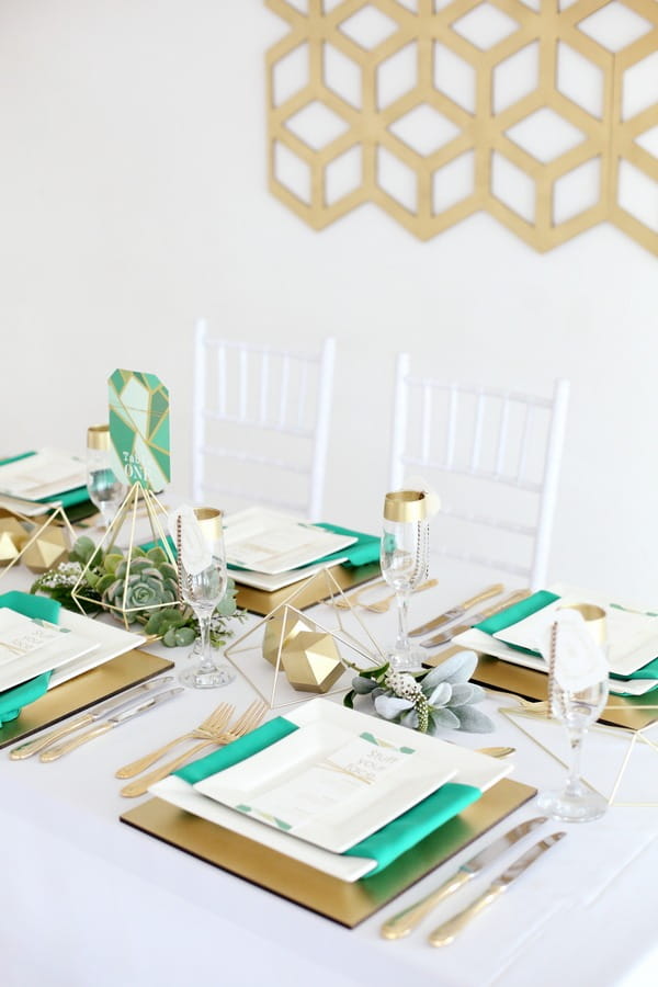 Wedding place settings with square plates