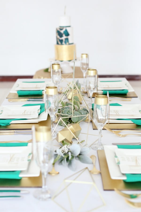 Geometric wedding table centrepiece
