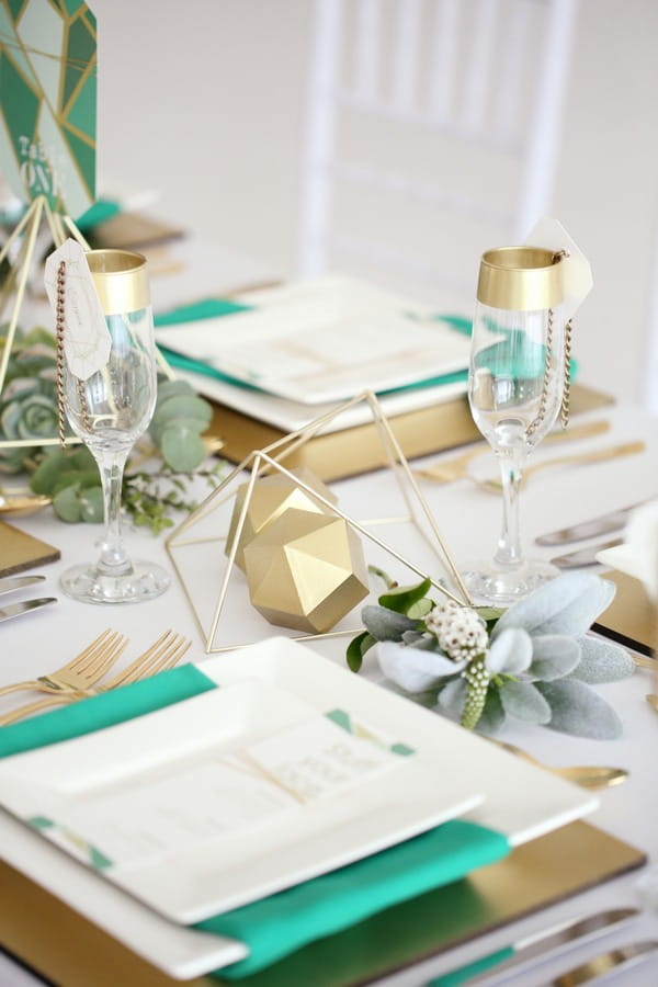 Geometric wedding table styling