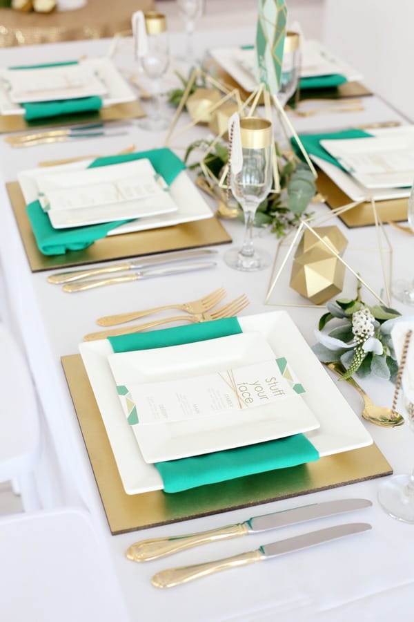 Row of wedding place settings