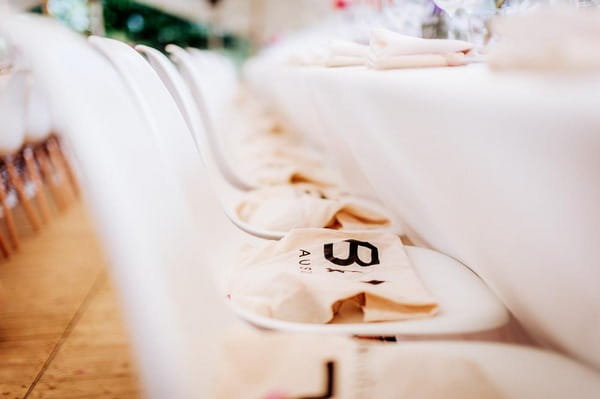 Wedding gift bags on chairs