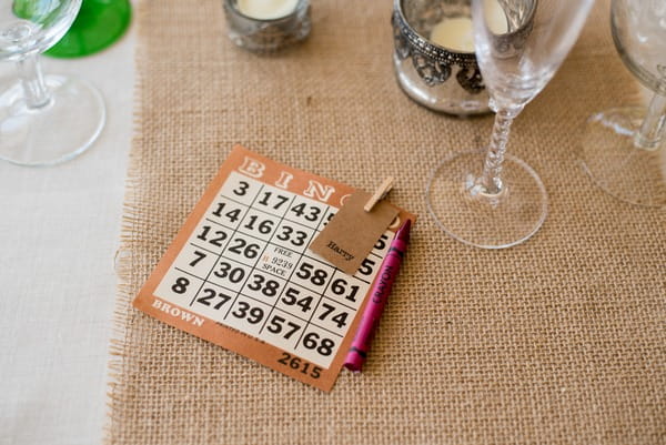 Bingo card on wedding table