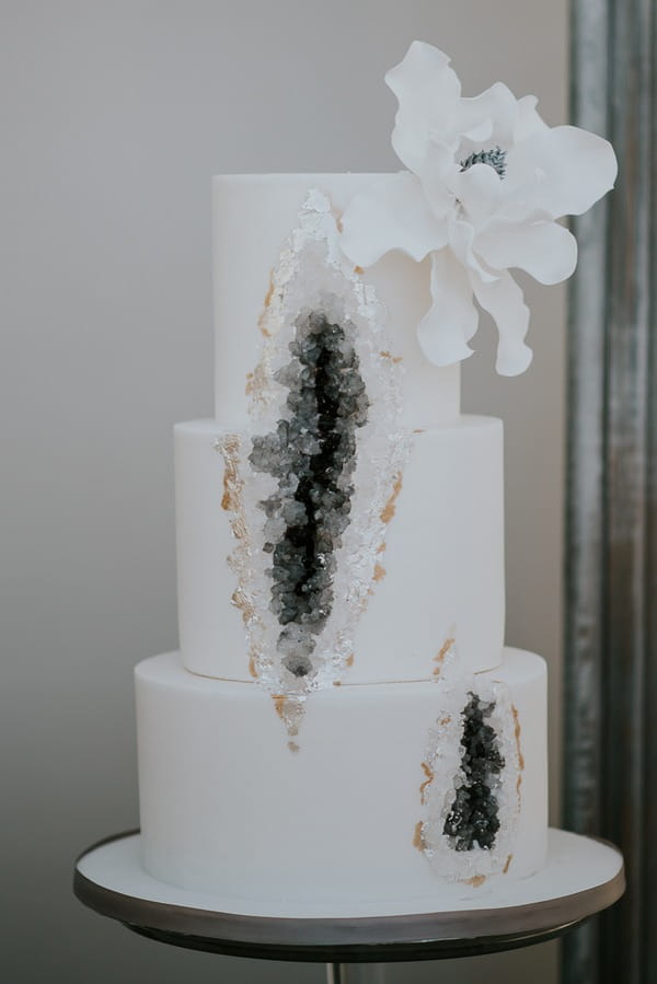 Grey geode wedding cake