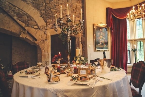 Round table with large candelabra