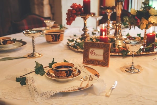 Medieval wedding table styling