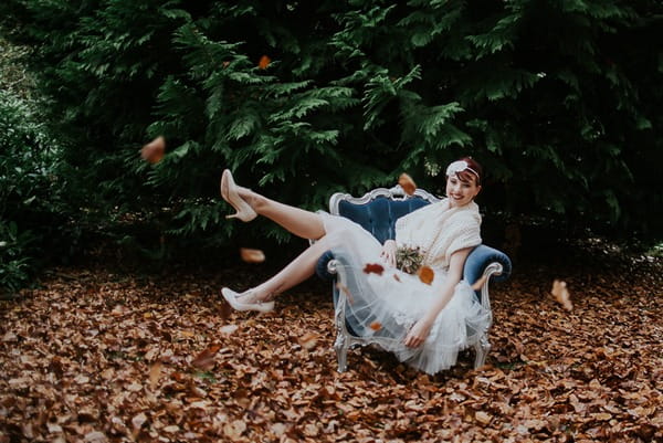 Bride leaning back in chair