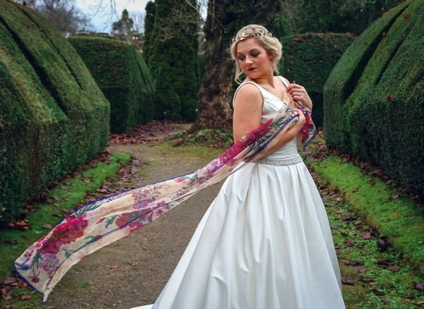 Bride with silk scarf