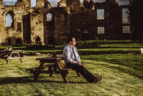 Guest relaxing in grounds of Tutbury Castle