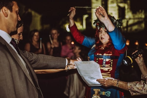 Medieval handfasting ceremony at Tutbury Castle wedding