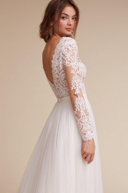 Back of Rhea Bodysuit with Amora Skirt from the BHLDN Spring 2017 collection