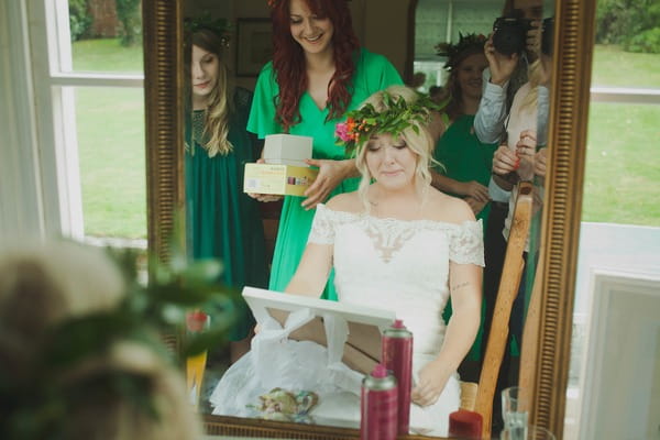 Bride opening gifts