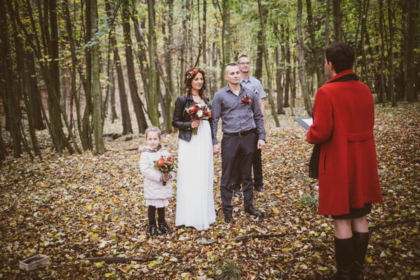 Intimate forest wedding ceremony