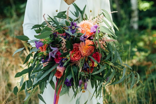 Large, colourful wedding bouquet