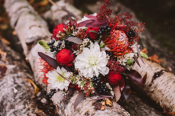 Detail of autumnal bridal bouquet