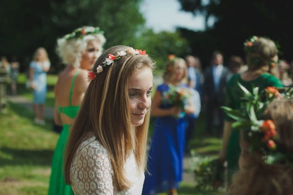 Girl wearing flower crown