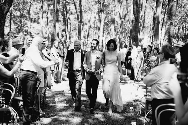 Groom arriving at wedding ceremony