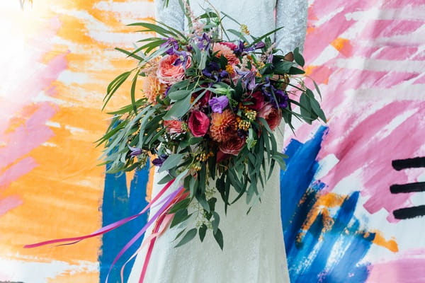 Bright, colourful bridal bouquet