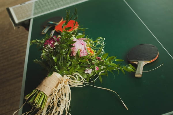 Bouquet and table tennis bat