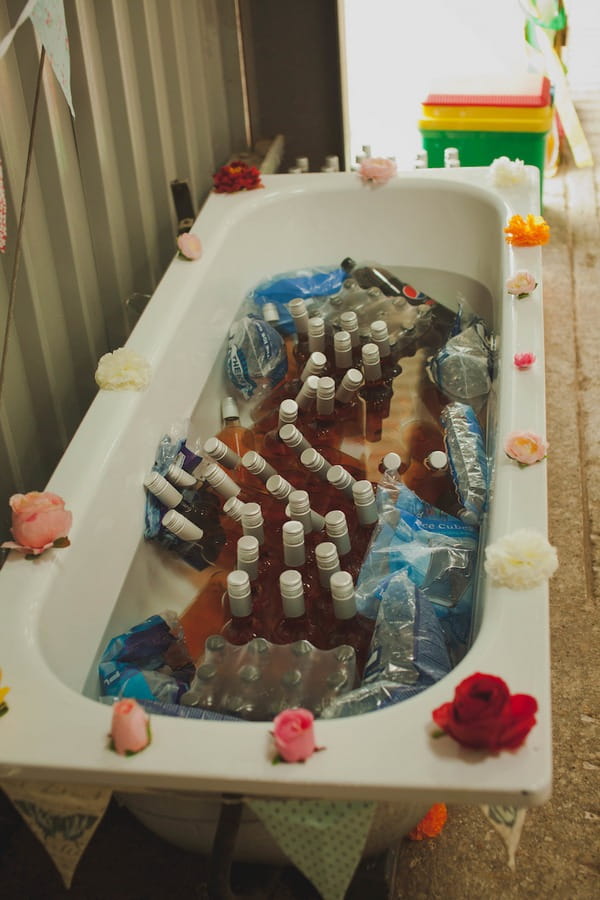 Bathtub full of bottles